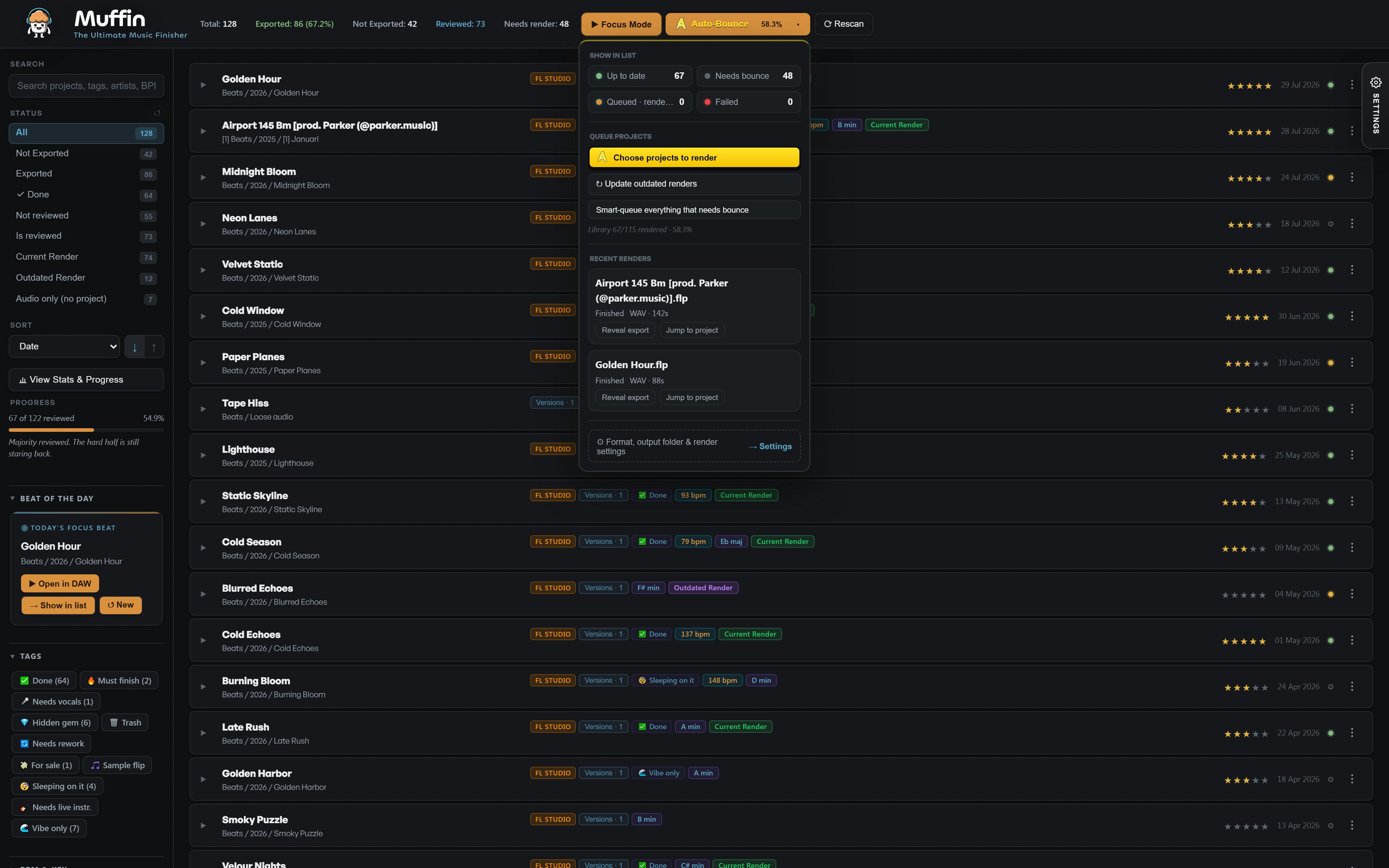 Muffin Auto-Bounce — batch render FL Studio projects to WAV and MP3 hands-free